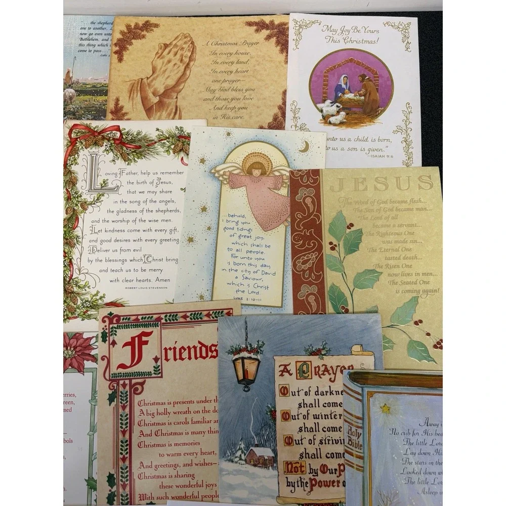 Vintage Christmas Cards Fronts ONLY Bible  Verses More Scrapbooking Crafts 50+